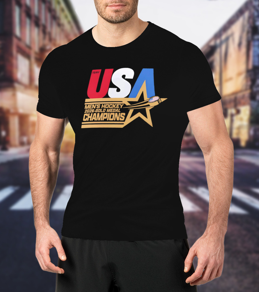 USA Men's Hockey 2026 Gold Medal Champions Star T-Shirt