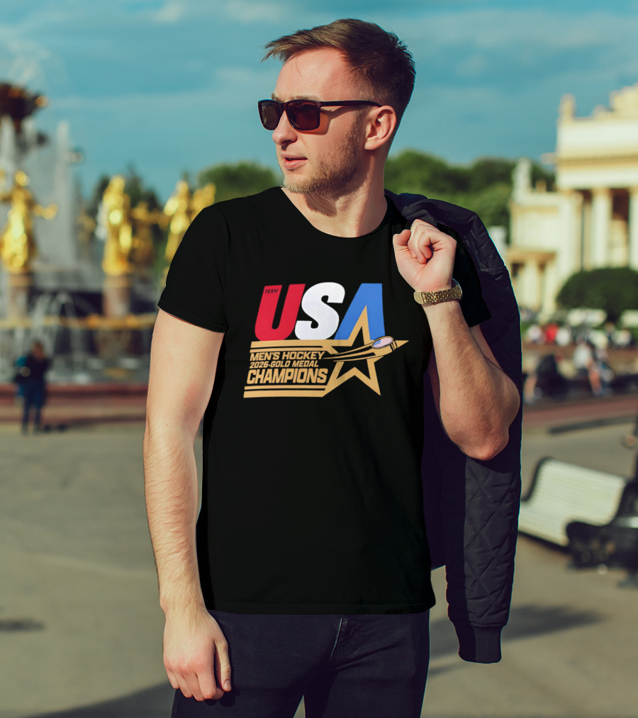 USA Men's Hockey 2026 Gold Medal Champions Star T-Shirt