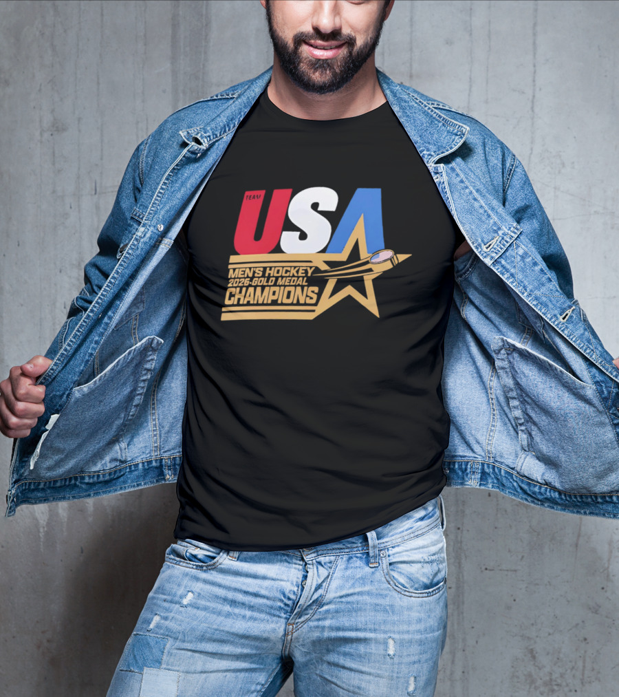 USA Men's Hockey 2026 Gold Medal Champions Star T-Shirt