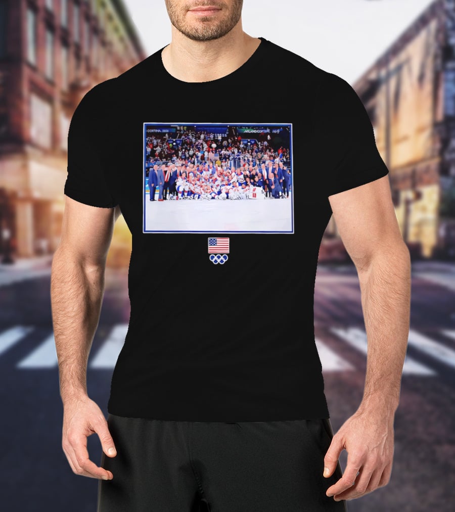 US Men's Olympic Hockey Team Cortina Milano Winter Games Victory T-Shirt