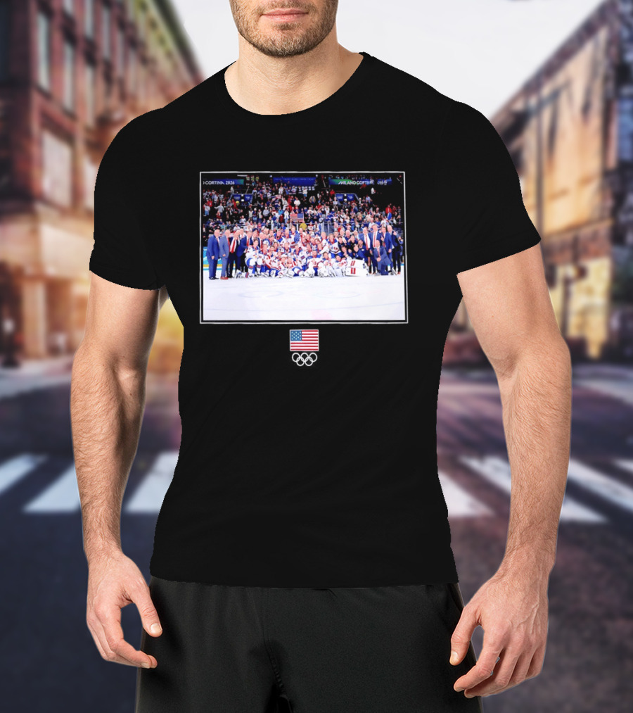 USA Hockey Team Cortina Milano 2026 Olympic Celebration T-Shirt