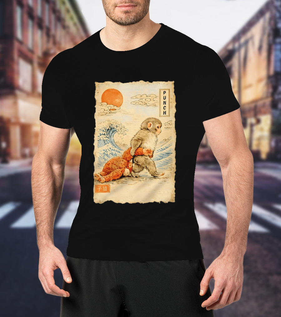 Punch Monkey Ukiyo E Wave Sun Kanji T-Shirt