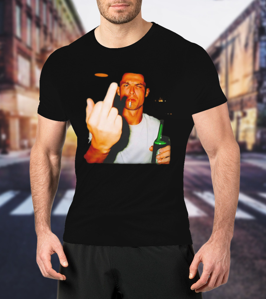 Cristiano Ronaldo Middle Finger Smoking Drinking After Hours T-Shirt
