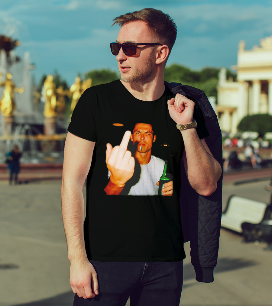 Cristiano Ronaldo Middle Finger Smoking Drinking After Hours T-Shirt