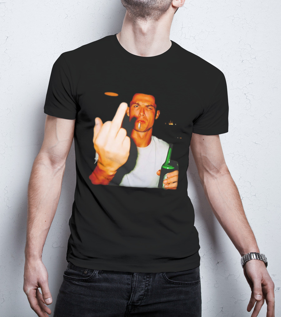 Cristiano Ronaldo Middle Finger Smoking Drinking After Hours T-Shirt