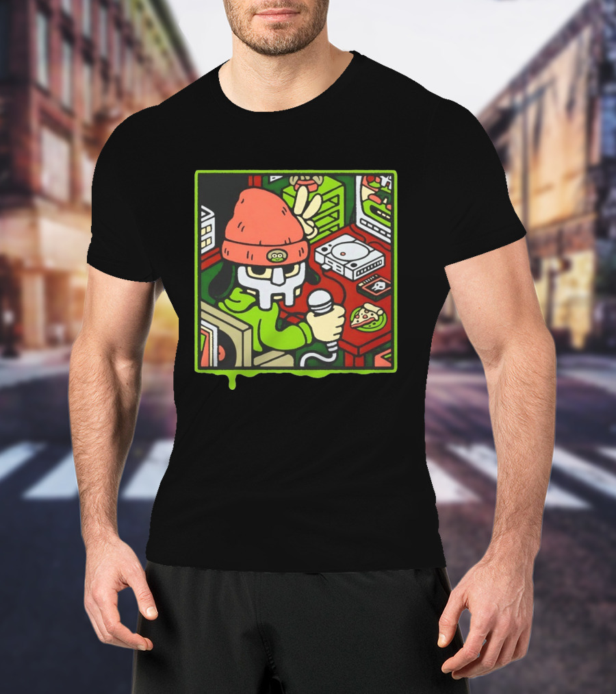 PaRappa The Rapper MF Doom Crossover Video Games Music Iconic Character Pizza Scene T-Shirt