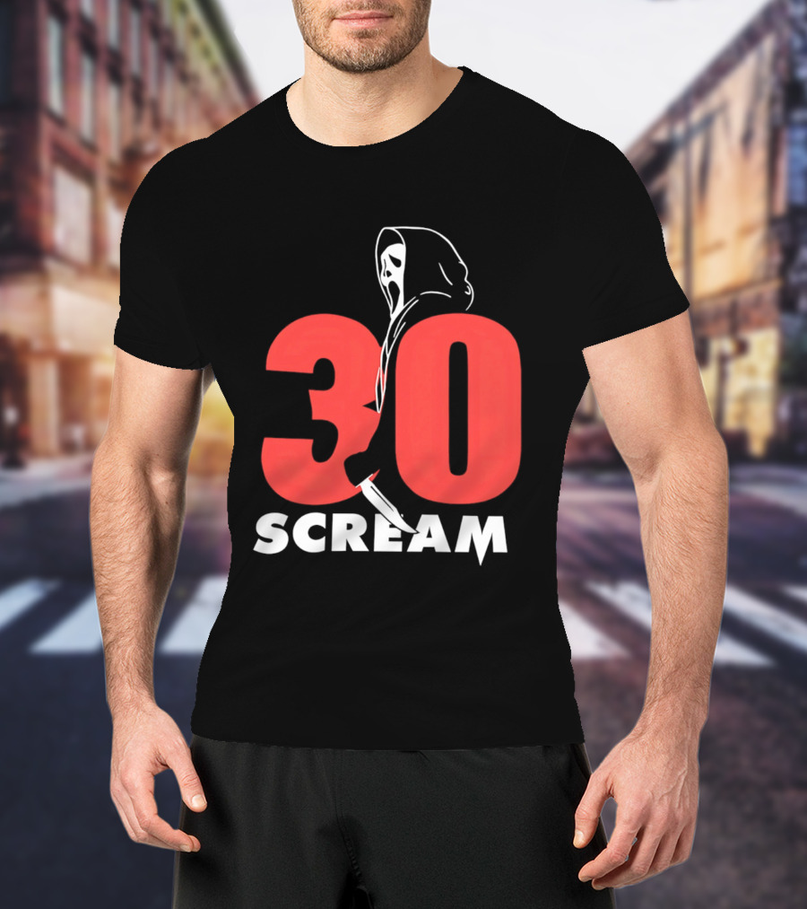 30 Scream Ghost Mask Scythe T-Shirt