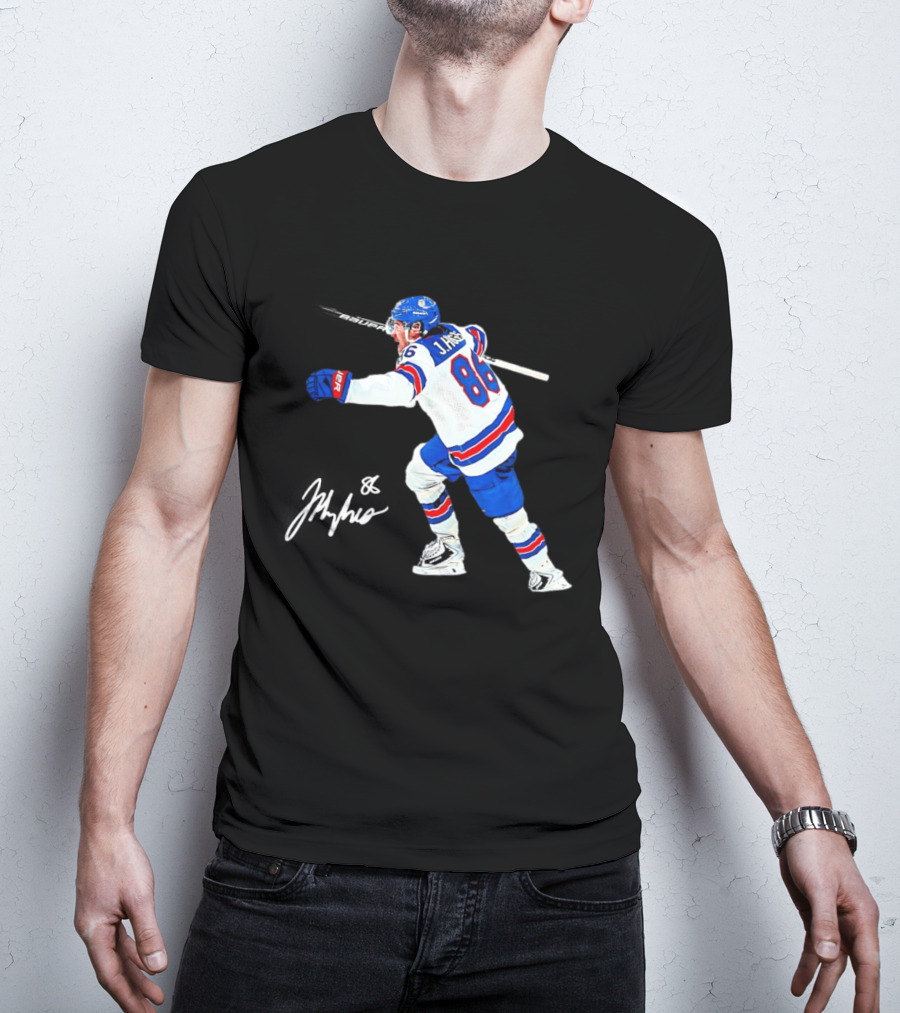 Jack Hughes 86 USA Team Hockey Celebration T-Shirt