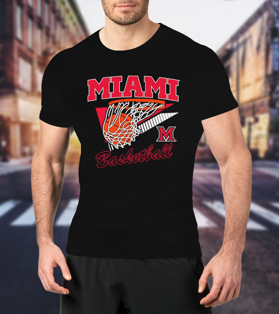 Miami Redhawks Basketball Action Hoop And Net Swish T-Shirt