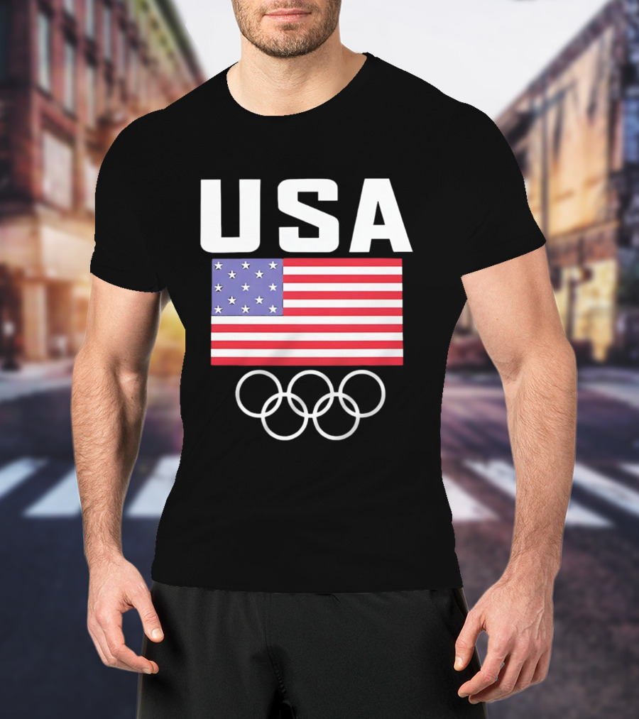 USA American Flag Olympic Rings T-Shirt