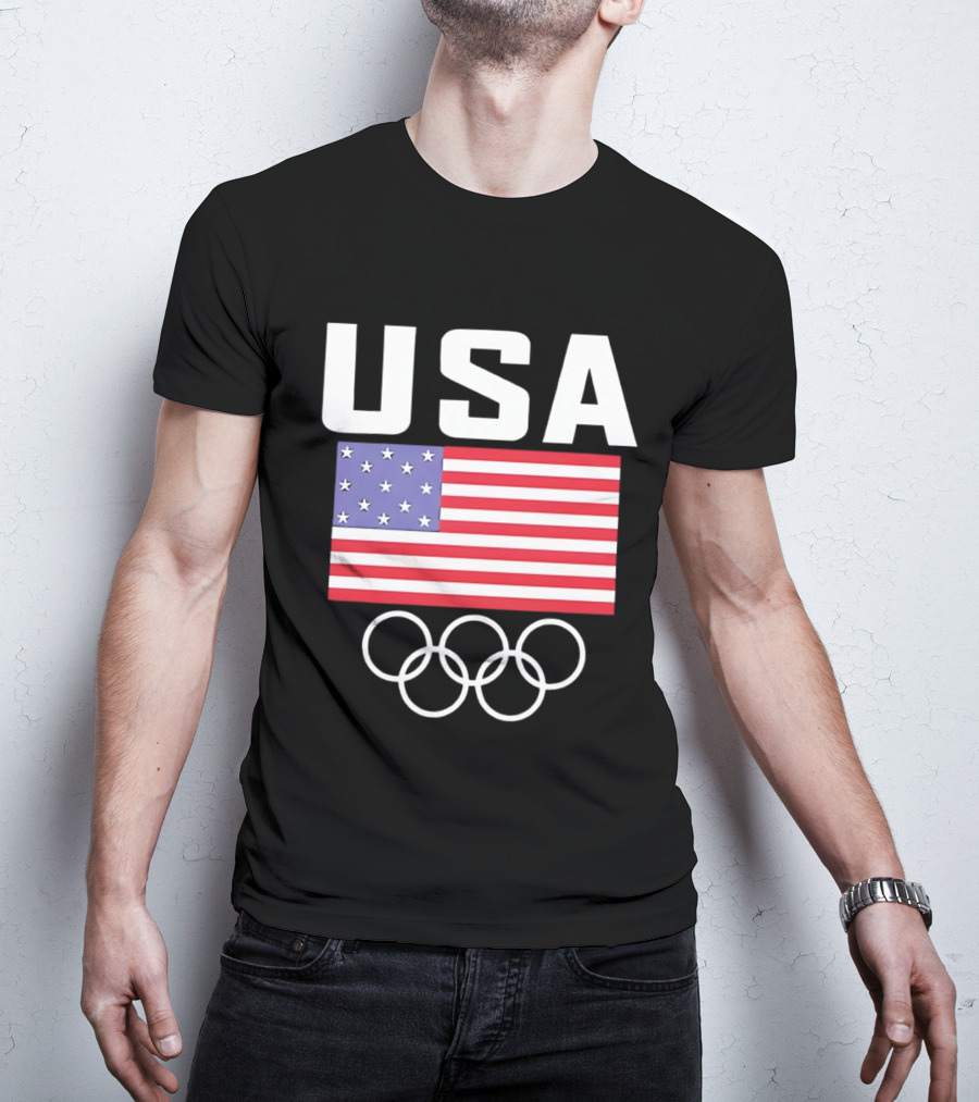 USA American Flag Olympic Rings T-Shirt