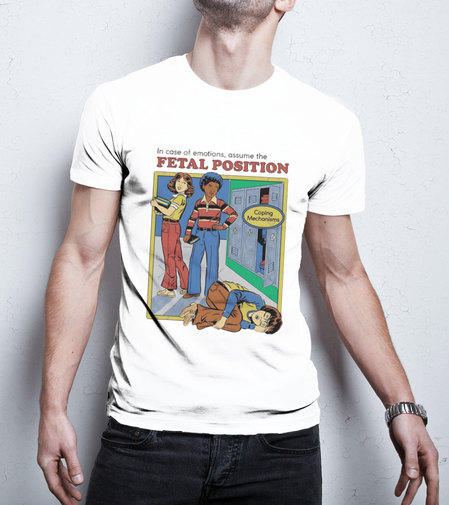 Coping Mechanisms Fetal Position Retro School Locker Scene T-Shirt