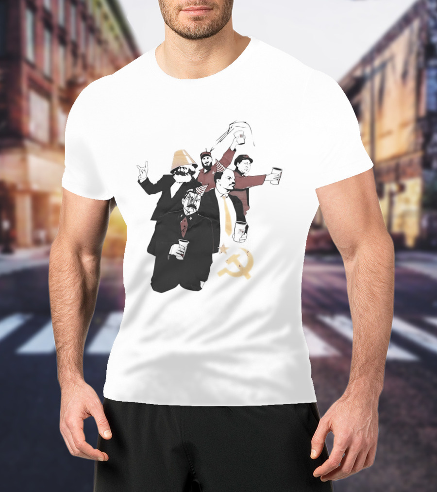 Drunk Karl Marx Vladimir Lenin Joseph Stalin Mao Zedong Fidel Castro Party Communist Humor Lamp Hat T-Shirt