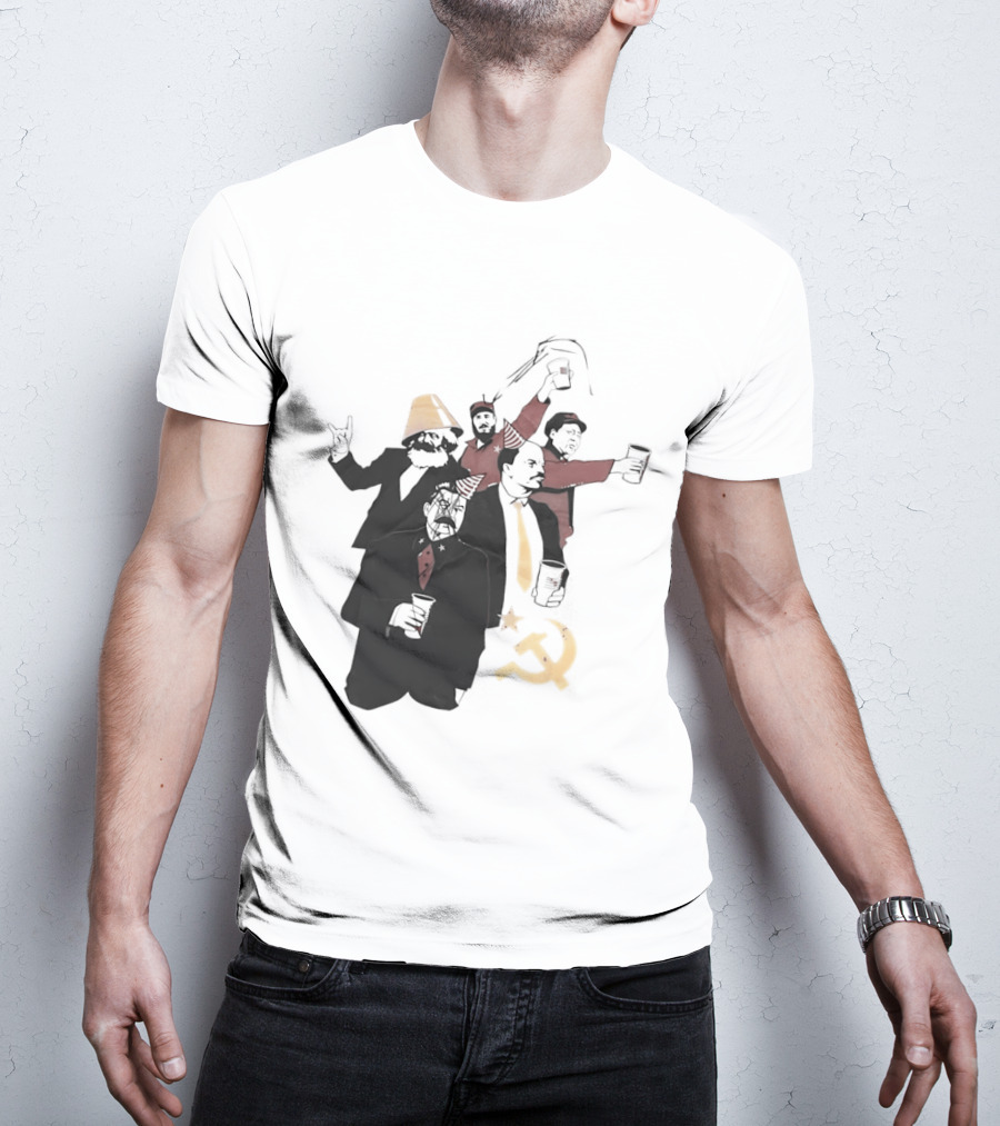 Drunk Karl Marx Vladimir Lenin Joseph Stalin Mao Zedong Fidel Castro Party Communist Humor Lamp Hat T-Shirt
