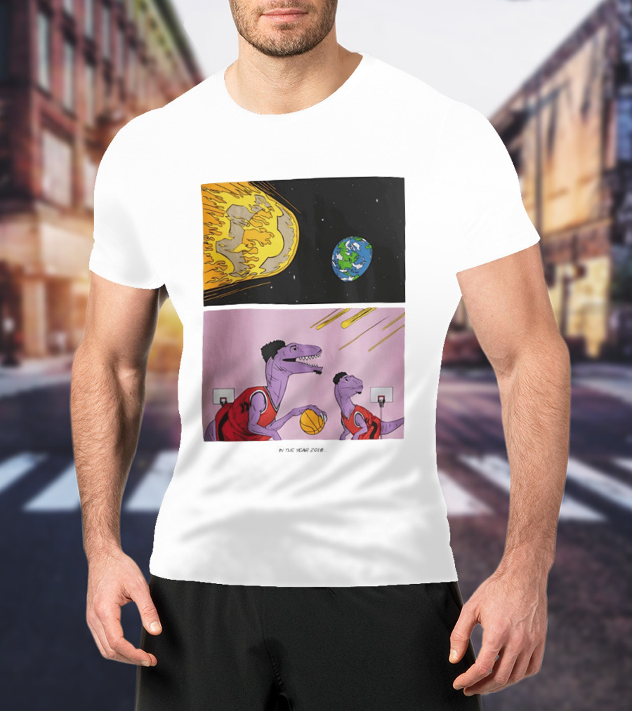 LeBron James Raptors Dinosaurs Meteor Basketball 2018 T-Shirt
