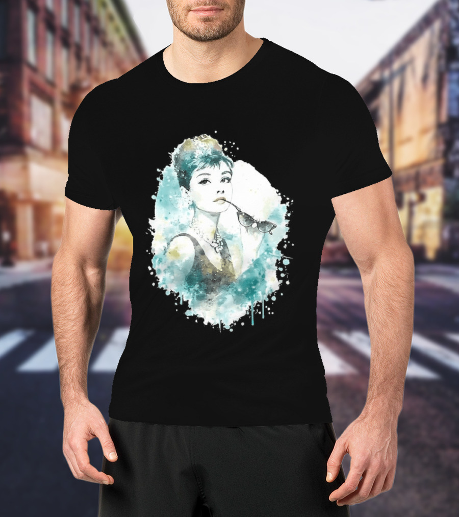 Mrs. Hepburn Watercolour Painting Aesthetic T-Shirt