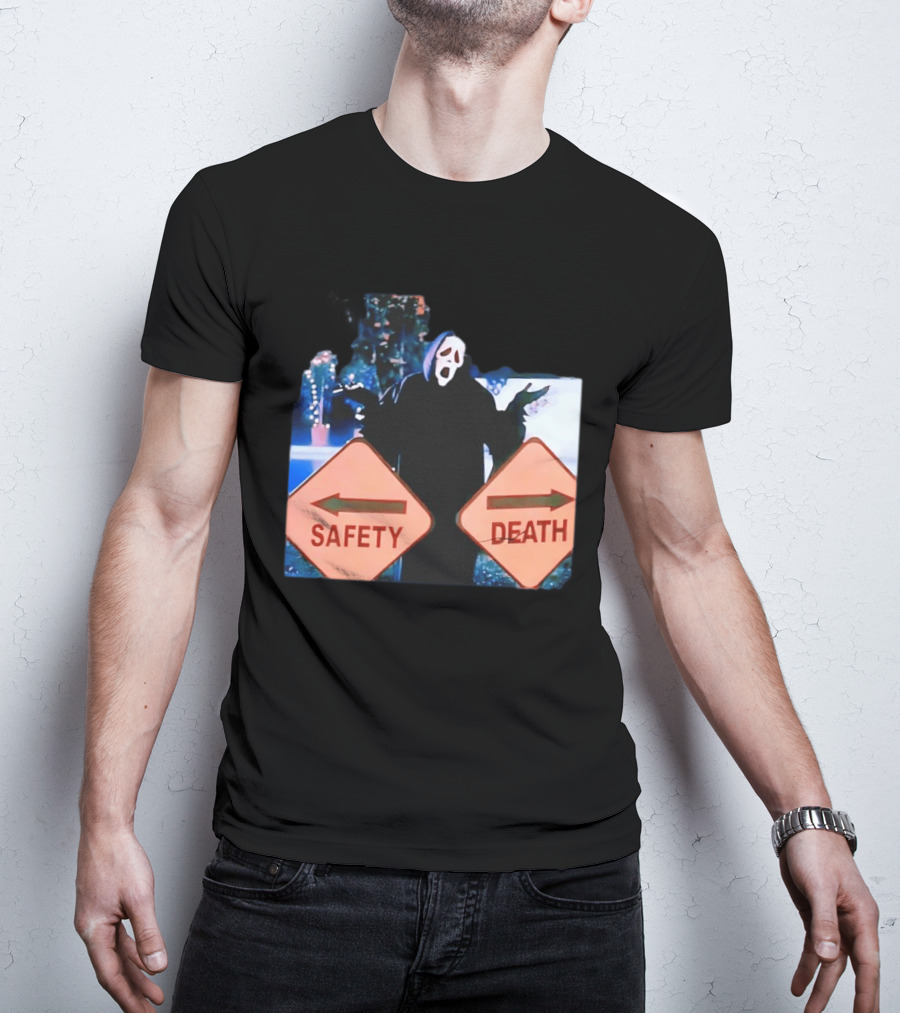 Ghostface Scream Safety Left Death Right Signs T-Shirt