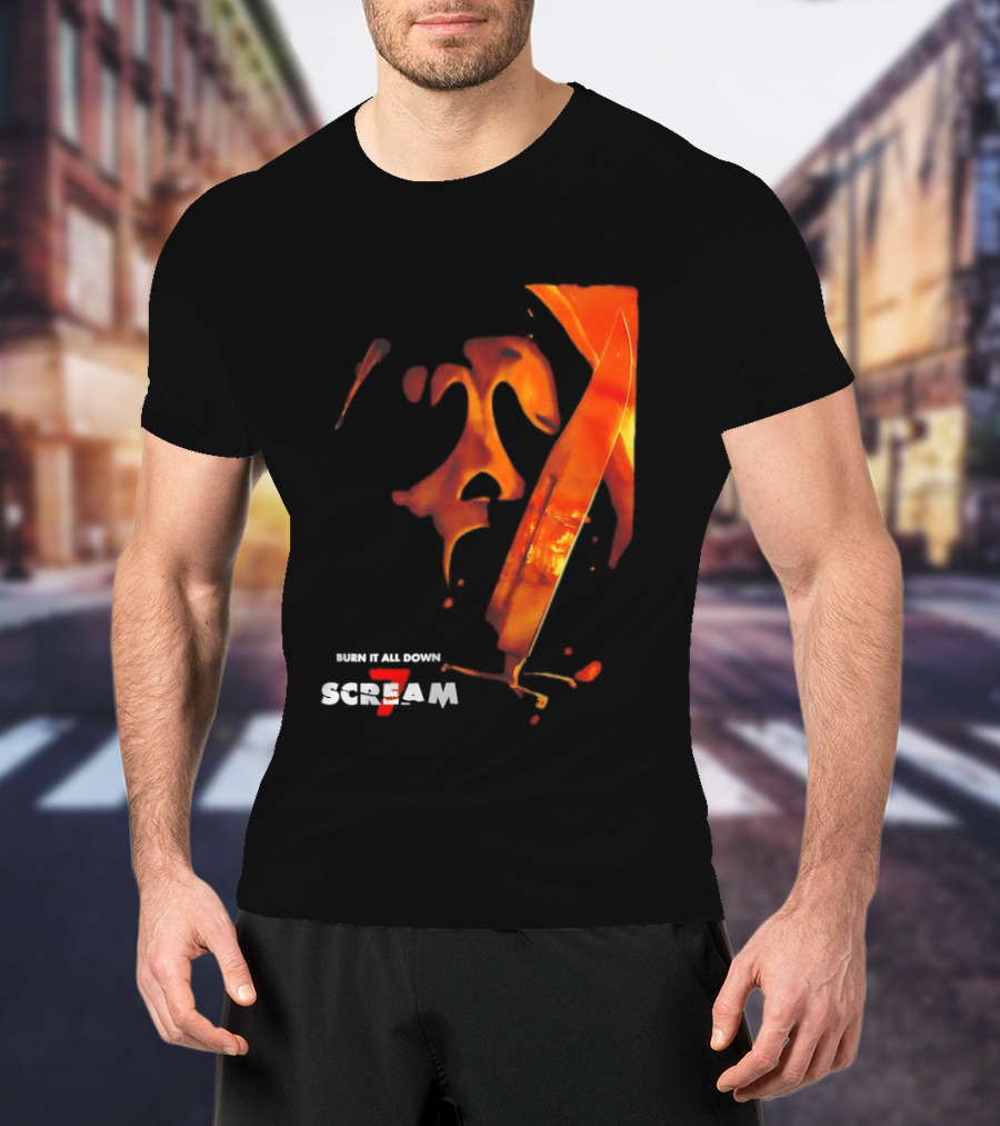 Scream 7 Ghostface Burn It Down Knife T-Shirt