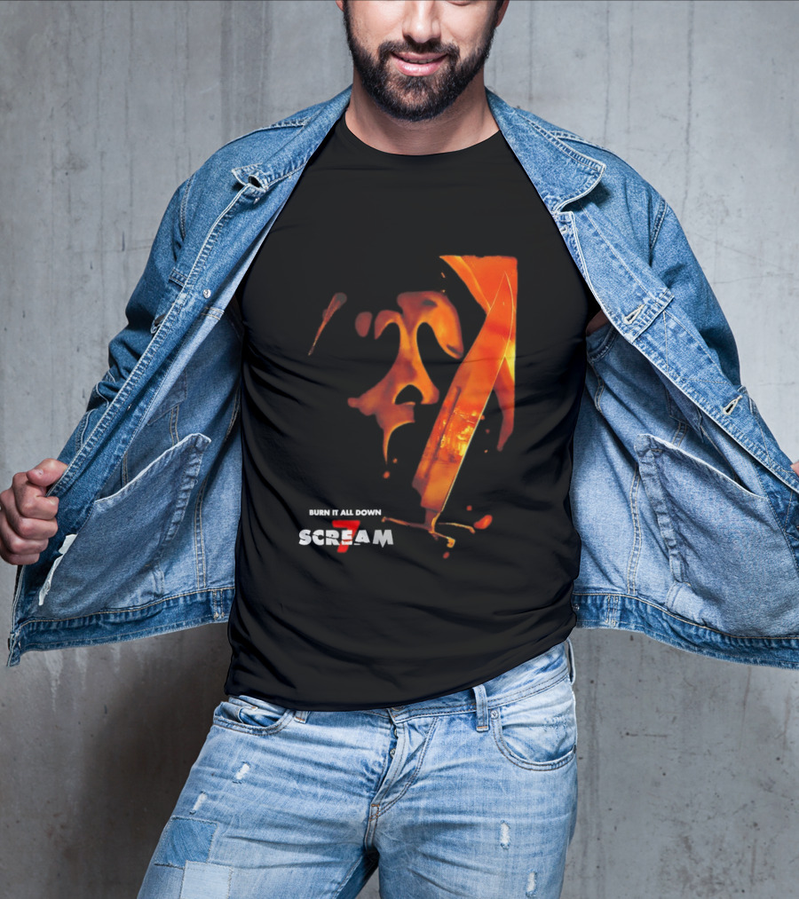 Scream 7 Ghostface Burn It Down Knife T-Shirt