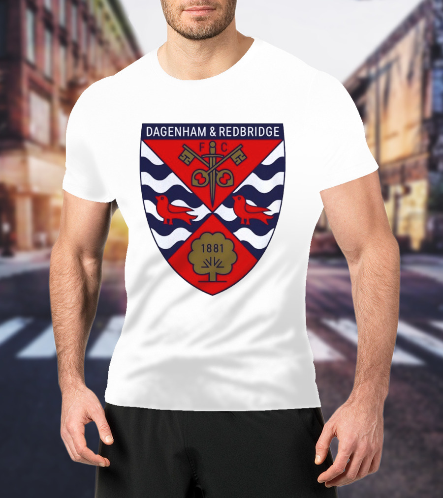 Dagenham Redbridge FC Crest 1881 Ravens Key Waves T-Shirt