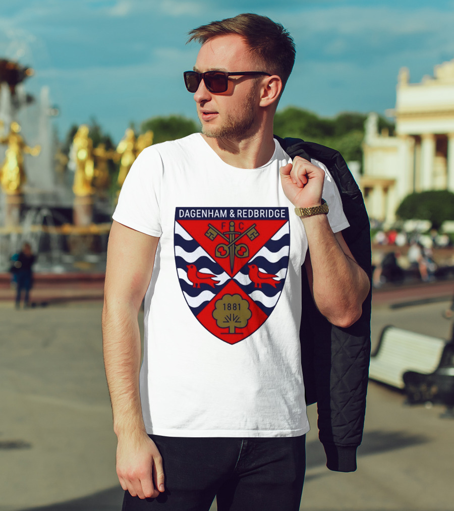 Dagenham Redbridge FC Crest 1881 Ravens Key Waves T-Shirt