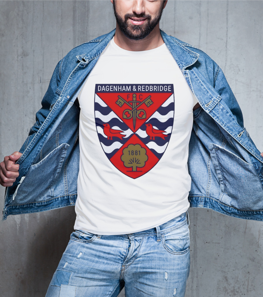 Dagenham Redbridge FC Crest 1881 Ravens Key Waves T-Shirt