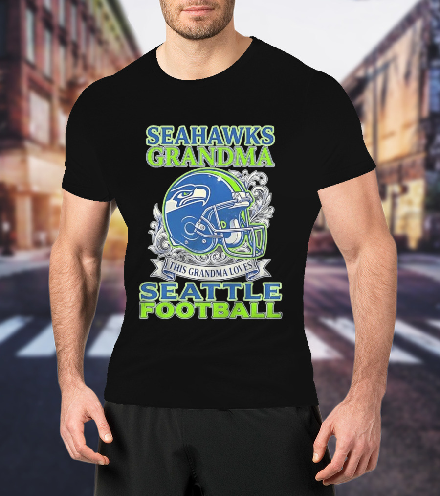 Seahawks Grandma Loves Seattle Football Helmet Seahawks Grandma T-Shirt