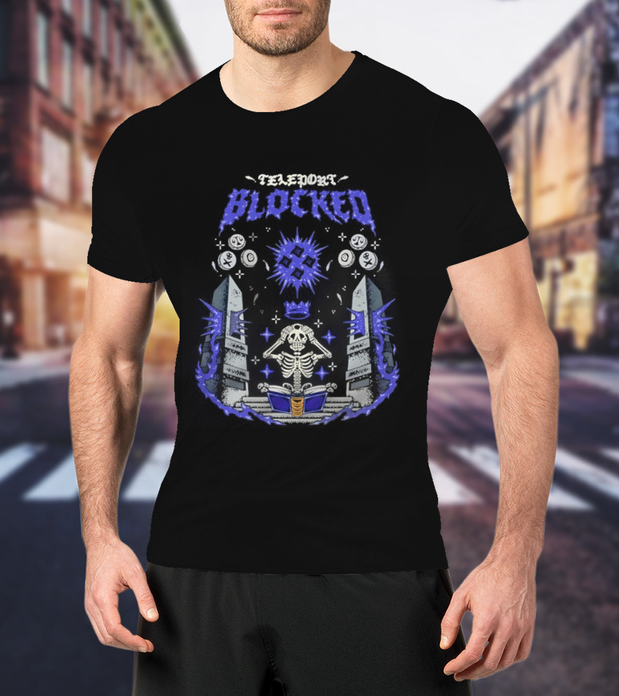 Skeleton Wearing Crown Teleport Blocked OSRS Magic Book Mystical Aura And Power T-Shirt