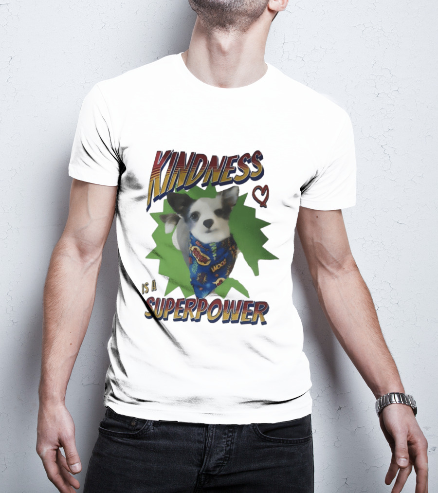 Kindness Is A Superpower Dog With Cape And Heart T-Shirt