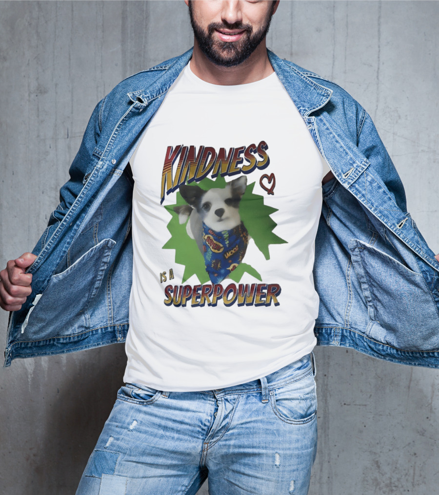 Kindness Is A Superpower Dog With Cape And Heart T-Shirt