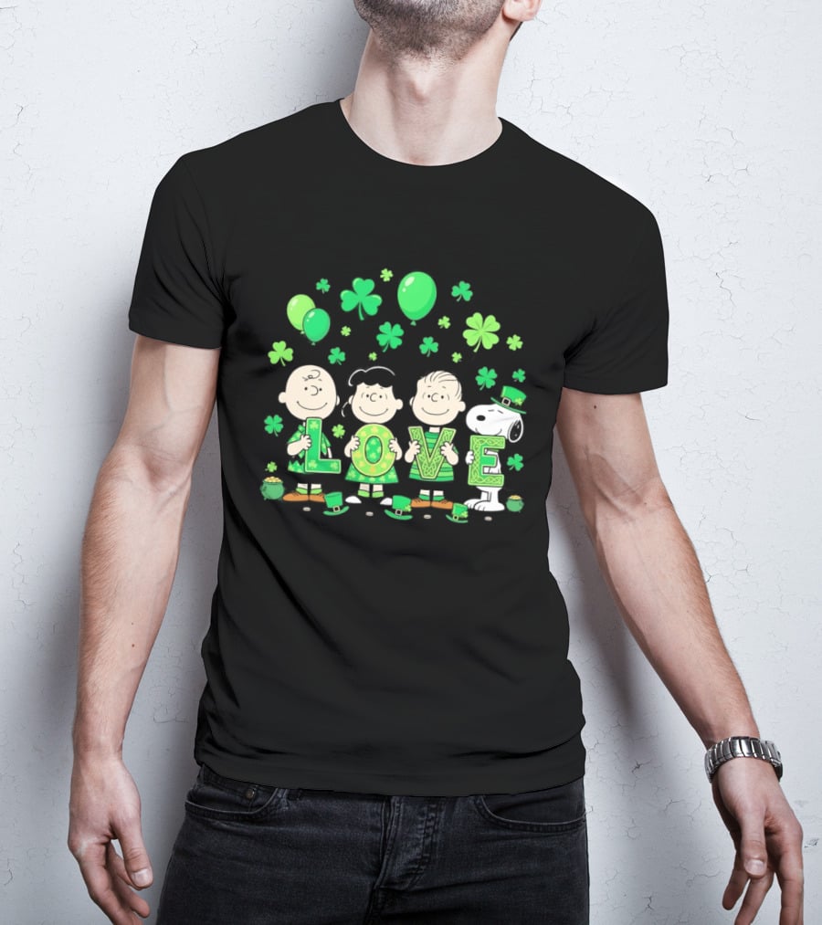 Snoopy Charlie Brown And Friends Love Shamrock St. Patrick's Day Celebration T-Shirt