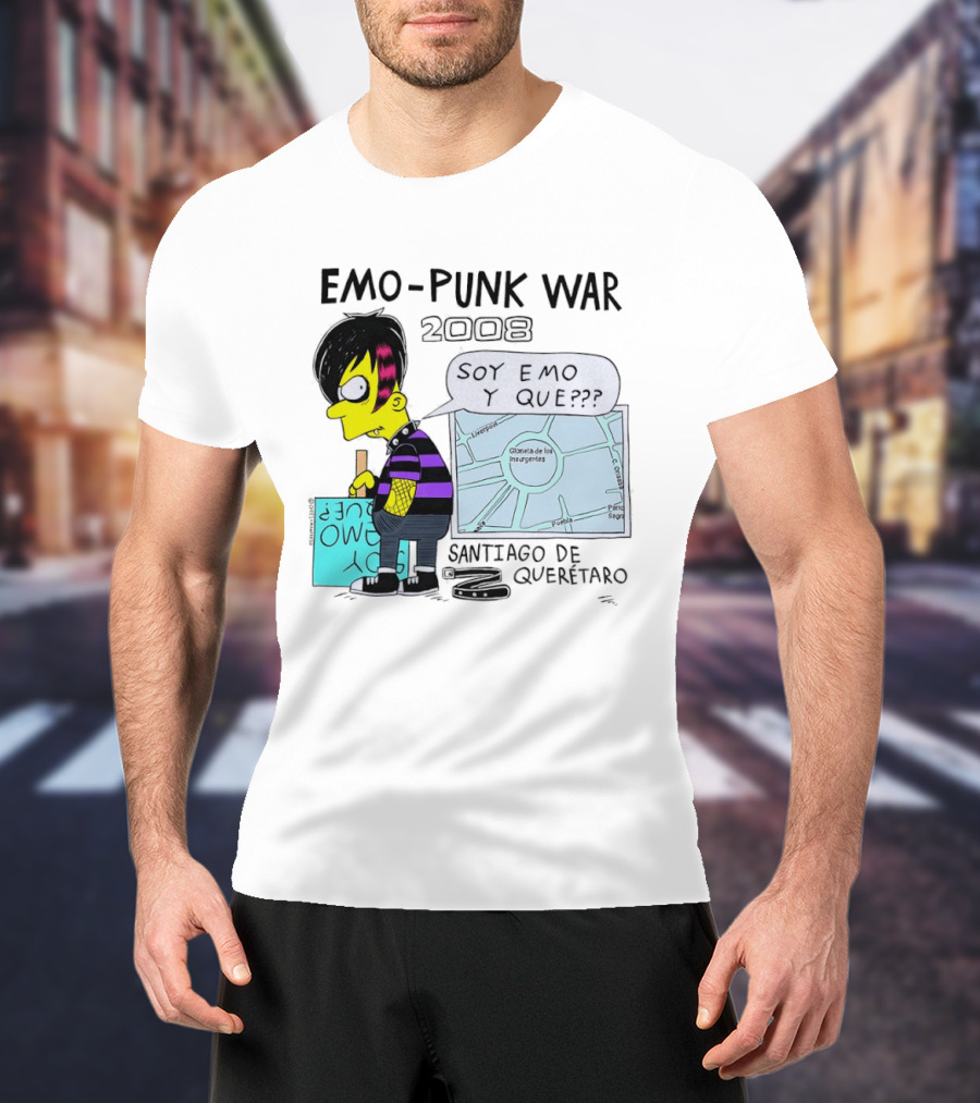 Emo Punk War 2008 Soy Emo Y Que Santiago De Queretaro Map Cartoon T-Shirt