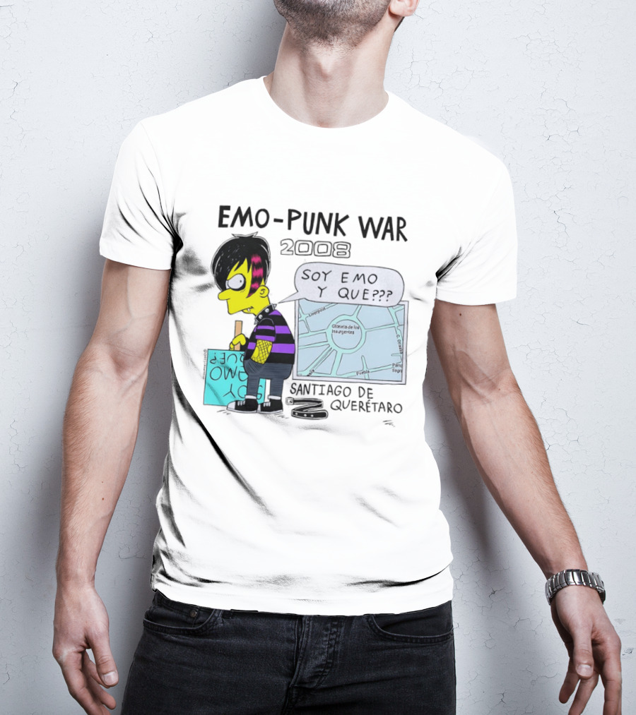 Emo Punk War 2008 Soy Emo Y Que Santiago De Queretaro Map Cartoon T-Shirt