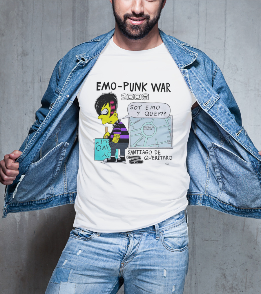 Emo Punk War 2008 Soy Emo Y Que Santiago De Queretaro Map Cartoon T-Shirt