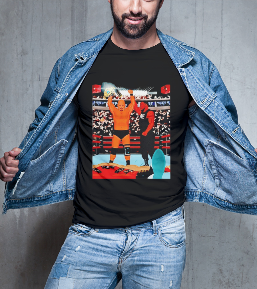 Stone Cold Steve Austin Championship Victory WWF Wrestling Arena Celebration T-Shirt