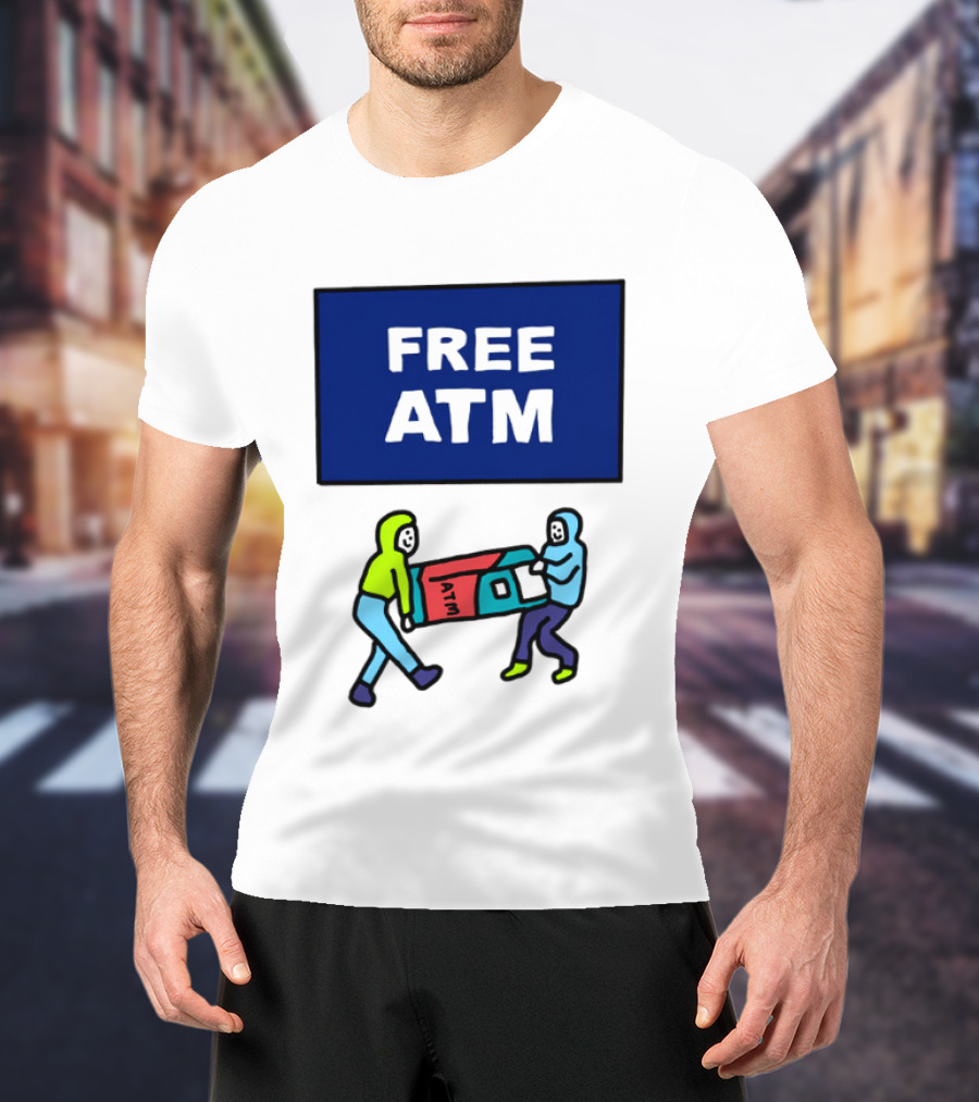 Free ATM Funny Cartoon Drawing T-Shirt