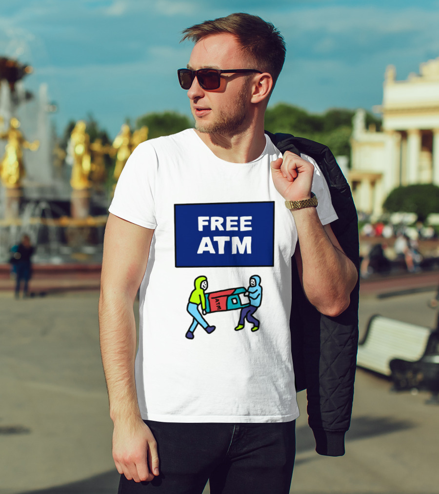 Free ATM Funny Cartoon Drawing T-Shirt