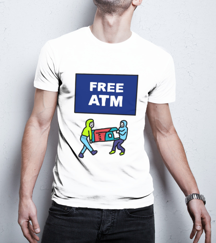 Free ATM Funny Cartoon Drawing T-Shirt