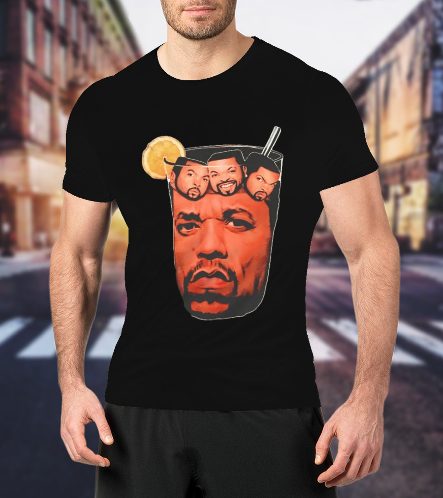 Ice And Ice Cube Faces In Glass With Lemon And Straw T-Shirt