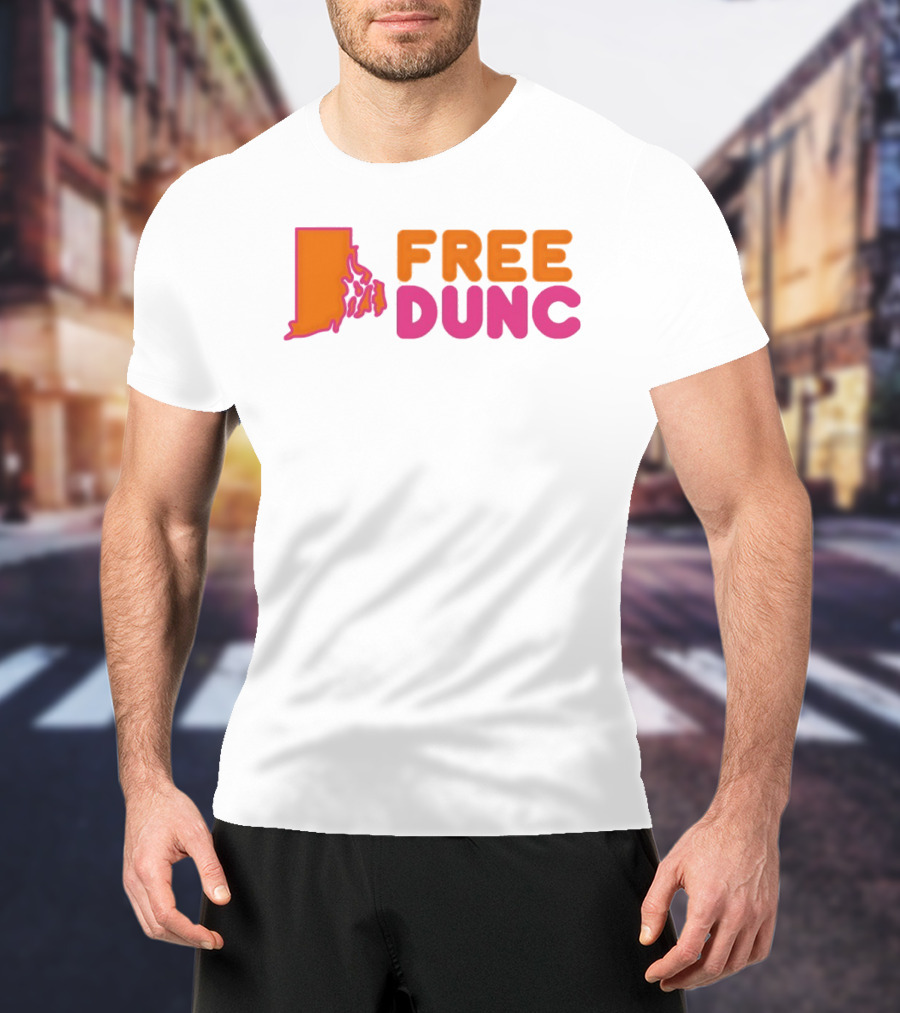 Rhode Island Outline Free Dunc Dunkin Donut T-Shirt