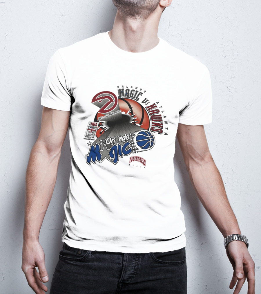 Orlando Magic Vs Atlanta Hawks NBA London 1993 Basketball Event T-Shirt