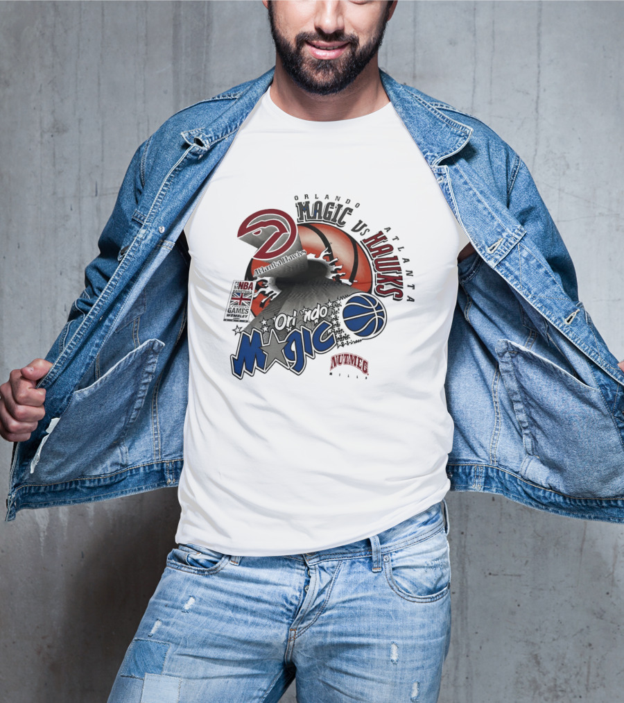 Orlando Magic Vs Atlanta Hawks NBA London 1993 Basketball Event T-Shirt