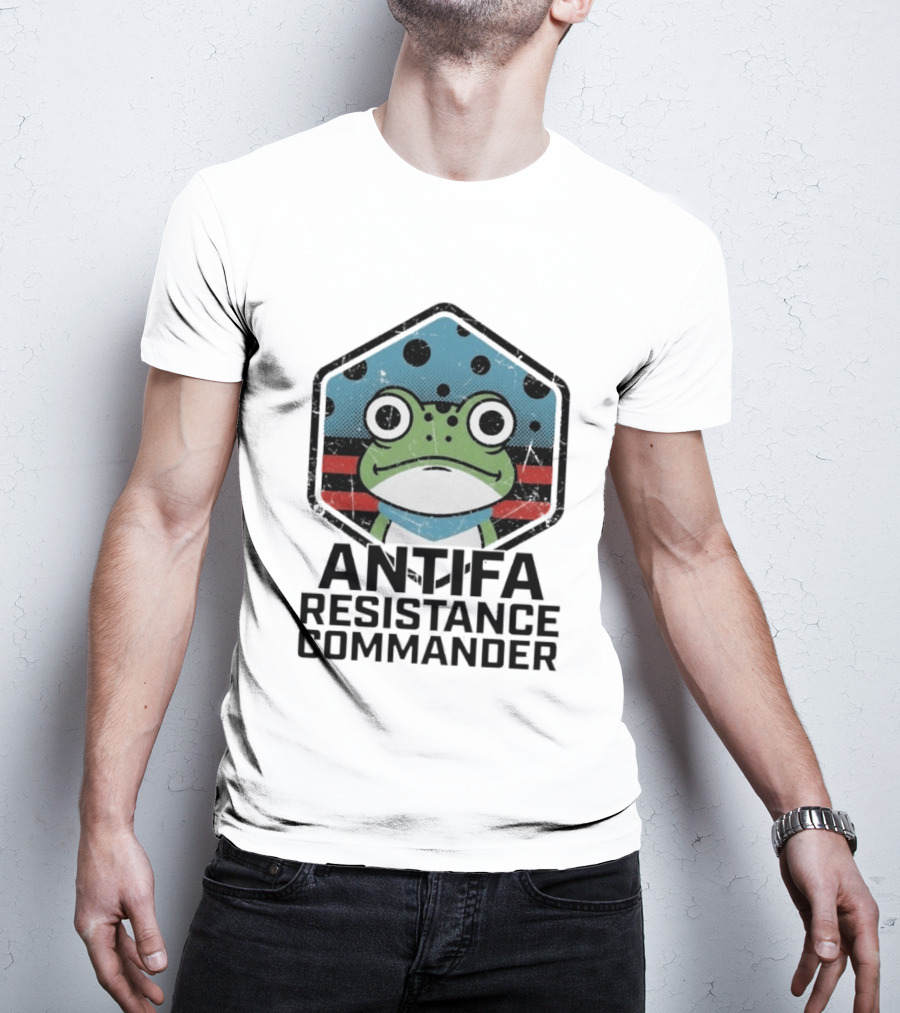 Antifa Resistance Commander Frog Hexagon T-Shirt