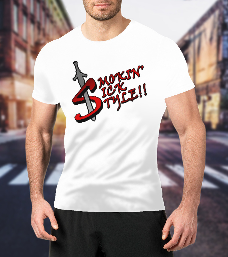 Smokin Sick Style Sword Motif T-Shirt
