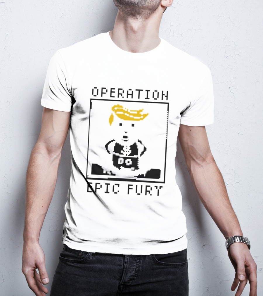 Operation Epic Fury Trump Cartoon Blocky Style Yellow Hair T-Shirt