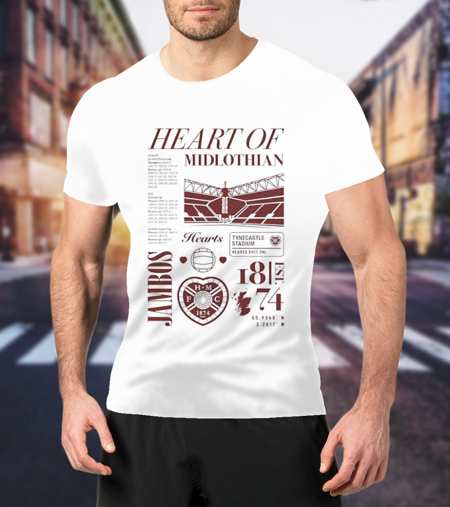 Heart Of Midlothian Jambos Est 1874 Scottish Football Club T-Shirt