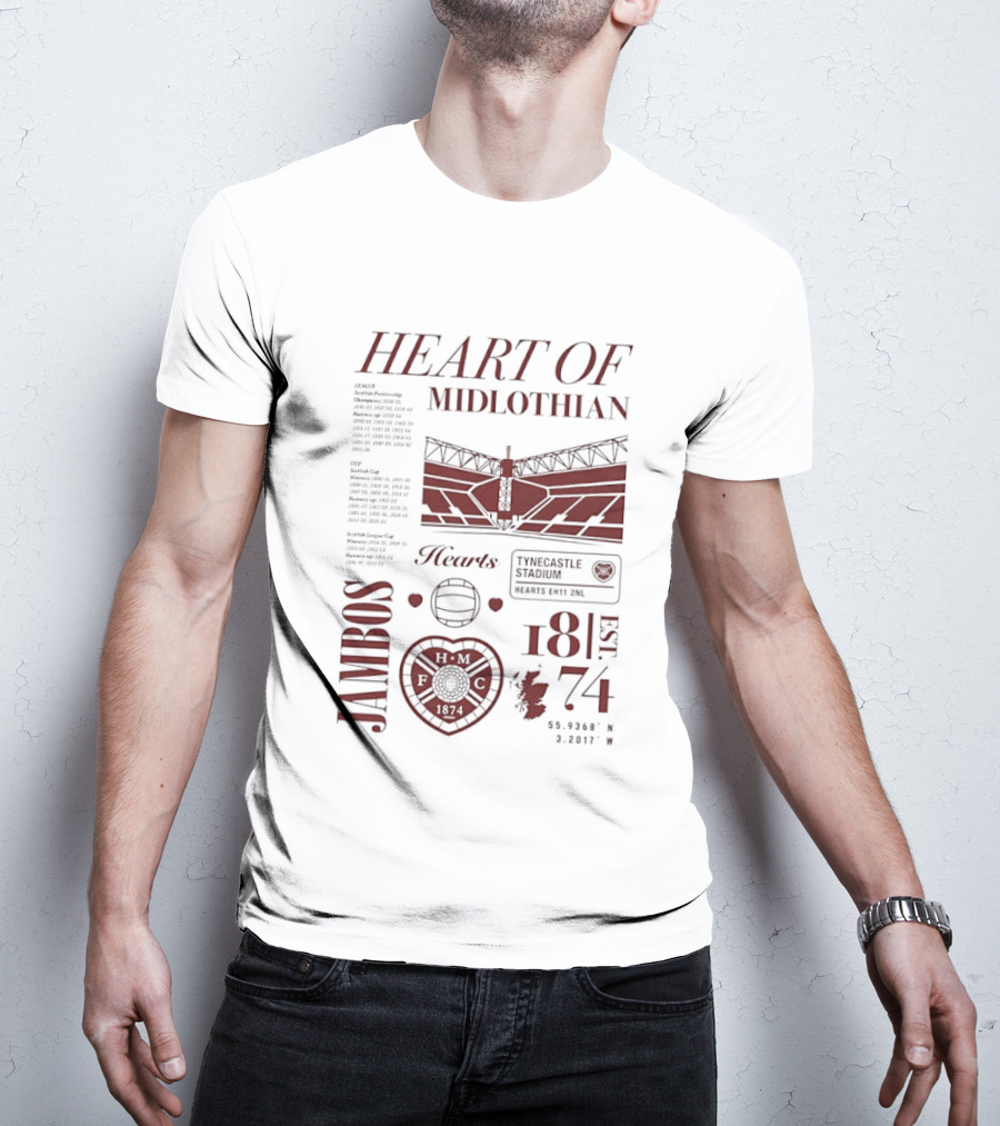 Heart Of Midlothian Jambos Est 1874 Scottish Football Club T-Shirt