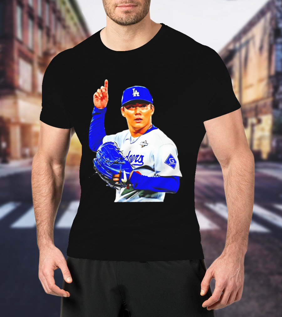 Yoshinobu Yamamoto '26 Los Angeles Dodgers Player Blue Glove T-Shirt