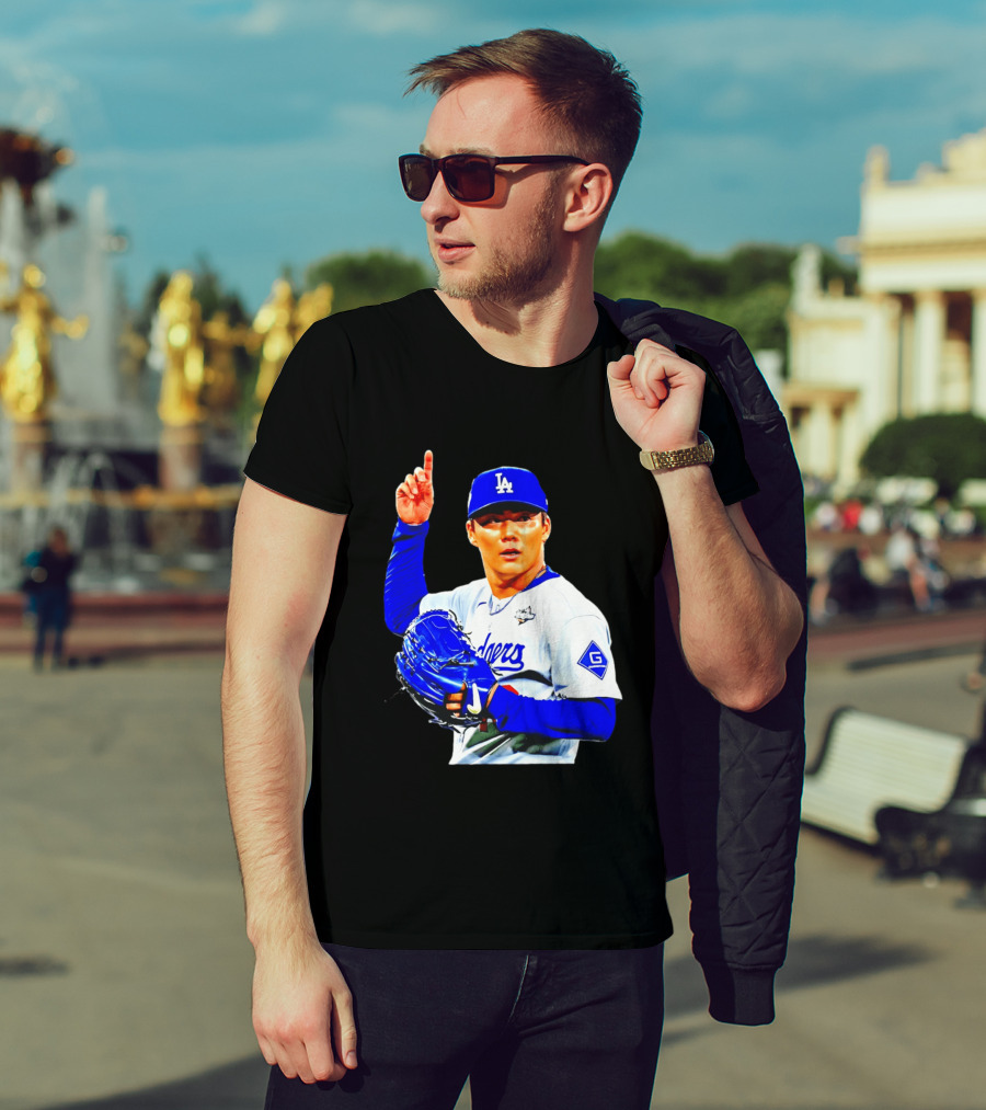 Yoshinobu Yamamoto '26 Los Angeles Dodgers Player Blue Glove T-Shirt