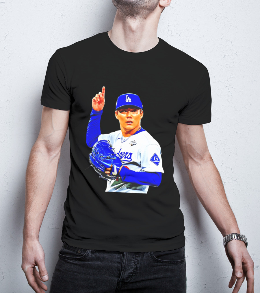 Yoshinobu Yamamoto '26 Los Angeles Dodgers Player Blue Glove T-Shirt